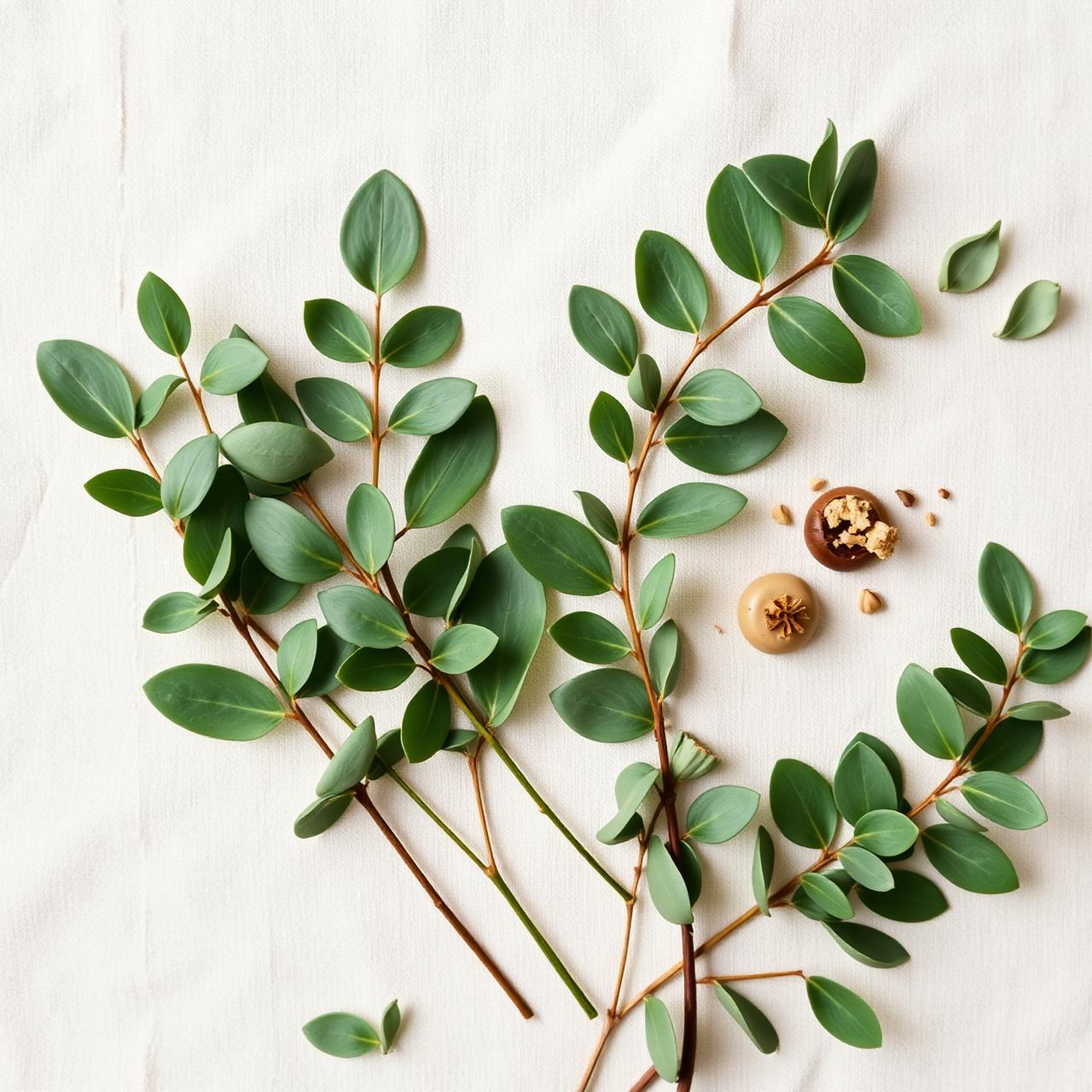 Botanical ingredients on linen